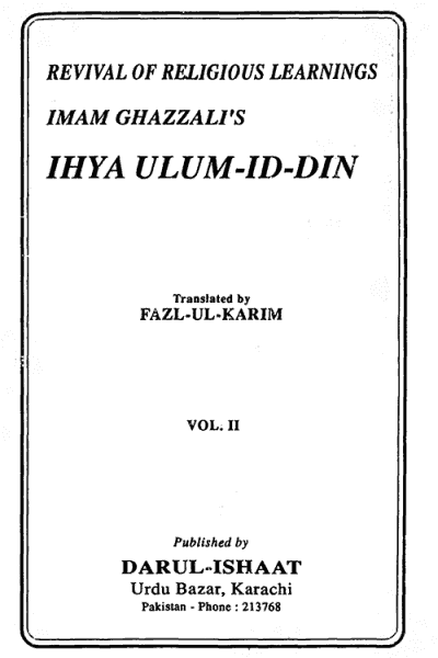 Ihya Ulum Al Din Vol 2